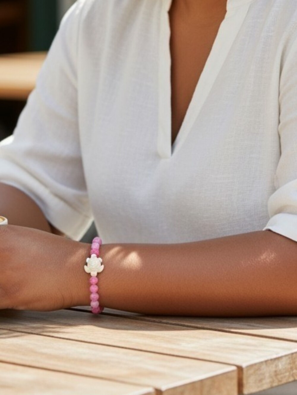 🩷Simply Southern Multicolor Pink Turtle Tracker Bracelet, w/Cream Turtle, NWT - Picture 3 of 3